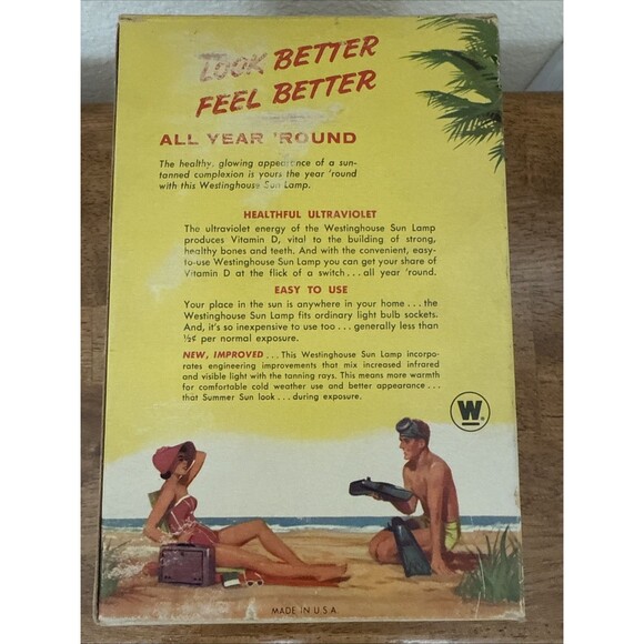 Vintage WESTINGHOUSE Sun Lamp In‎ Original Box Indoor Summer Tan 60’s - Picture 3 of 9